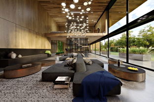 高端住宅室内装饰着天然橡木并与户外橡木森林相连景色令人赞叹